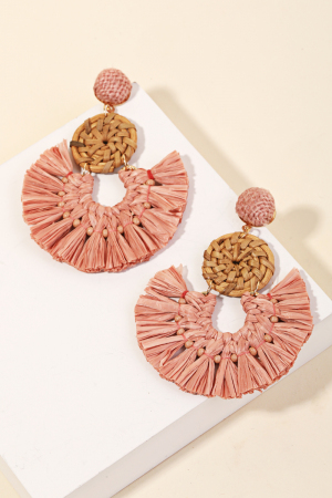 Raffia Circle Fan Drop Earrings