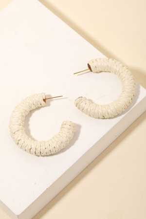 Straw Braided Hoop Earrings