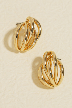 Abstract Metallic Layered Stud Earrings