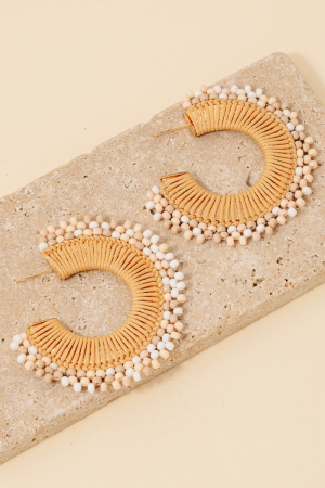 Beaded And Braided Flat Hoop Earrings