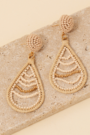 Intricate Beaded Tear Dangle Earrings