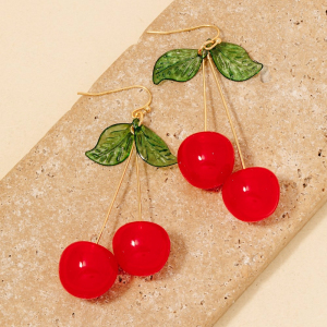 Large Resin Cherry Dangle Earrings