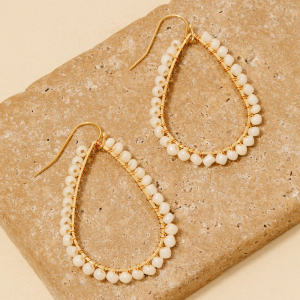 Beaded Edge Teardrop Dangle Earrings
