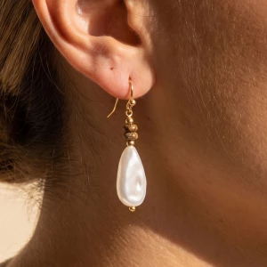 Pearl Teardrop And Stone Bead Drop Earrings