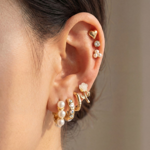 Heart Pearls And Gems Mixed Earrings Set