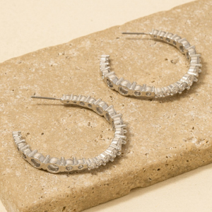 Round Cut Rhinestones Tennis Hoop Earrings