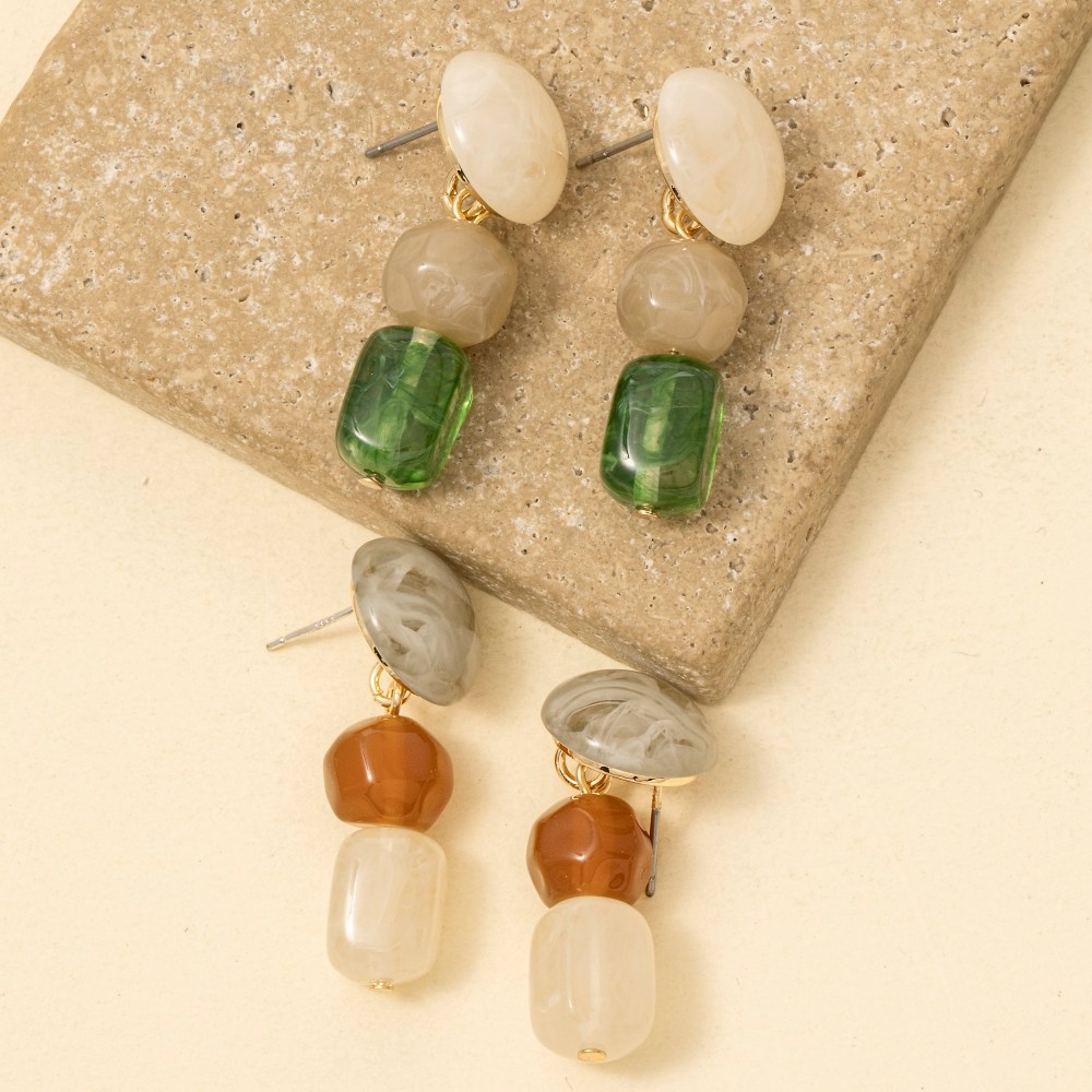 Layered Geo Resin Drop Earrings