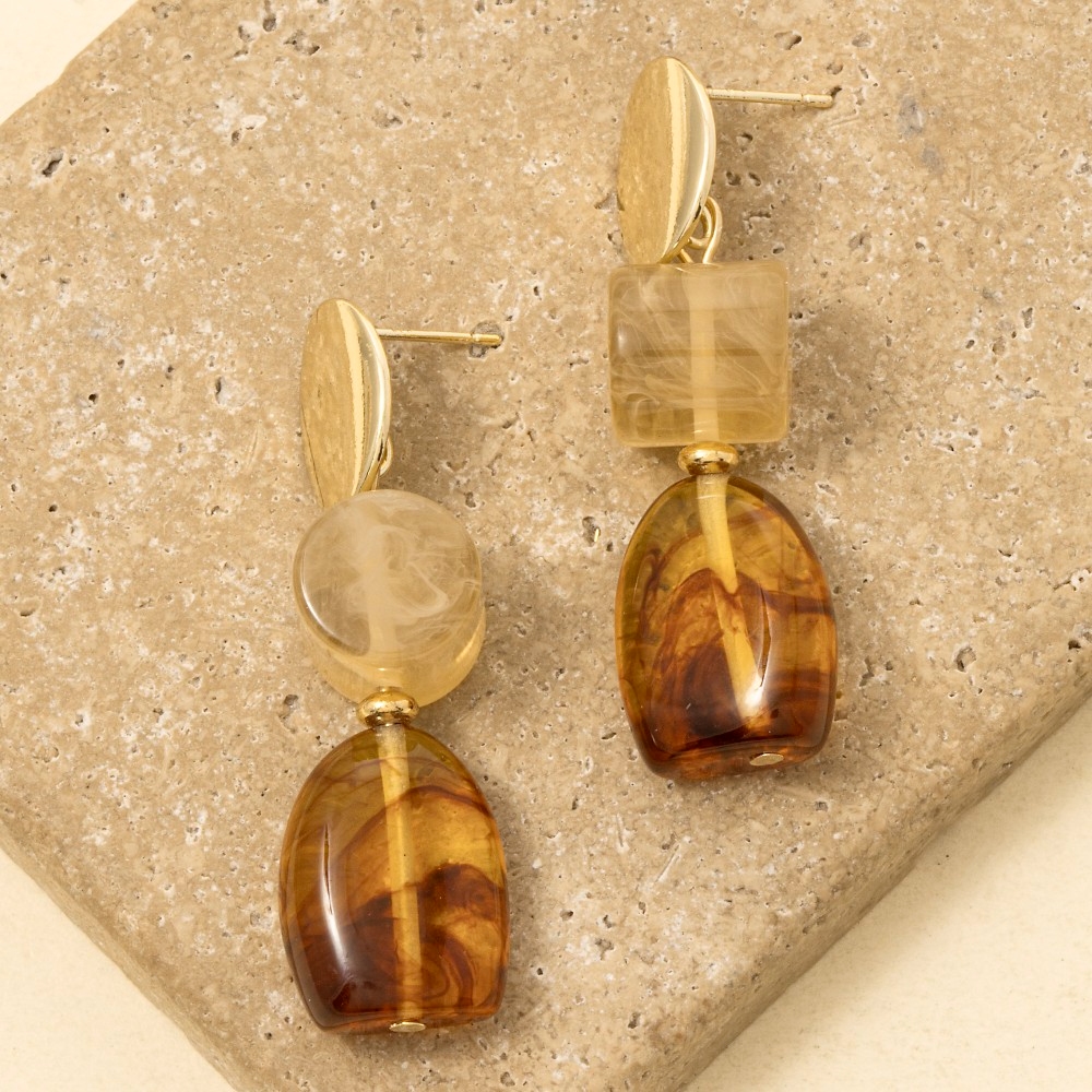 Resin Geo Shaped Layered Drop Earrings