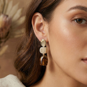 Resin Geo Shaped Layered Drop Earrings