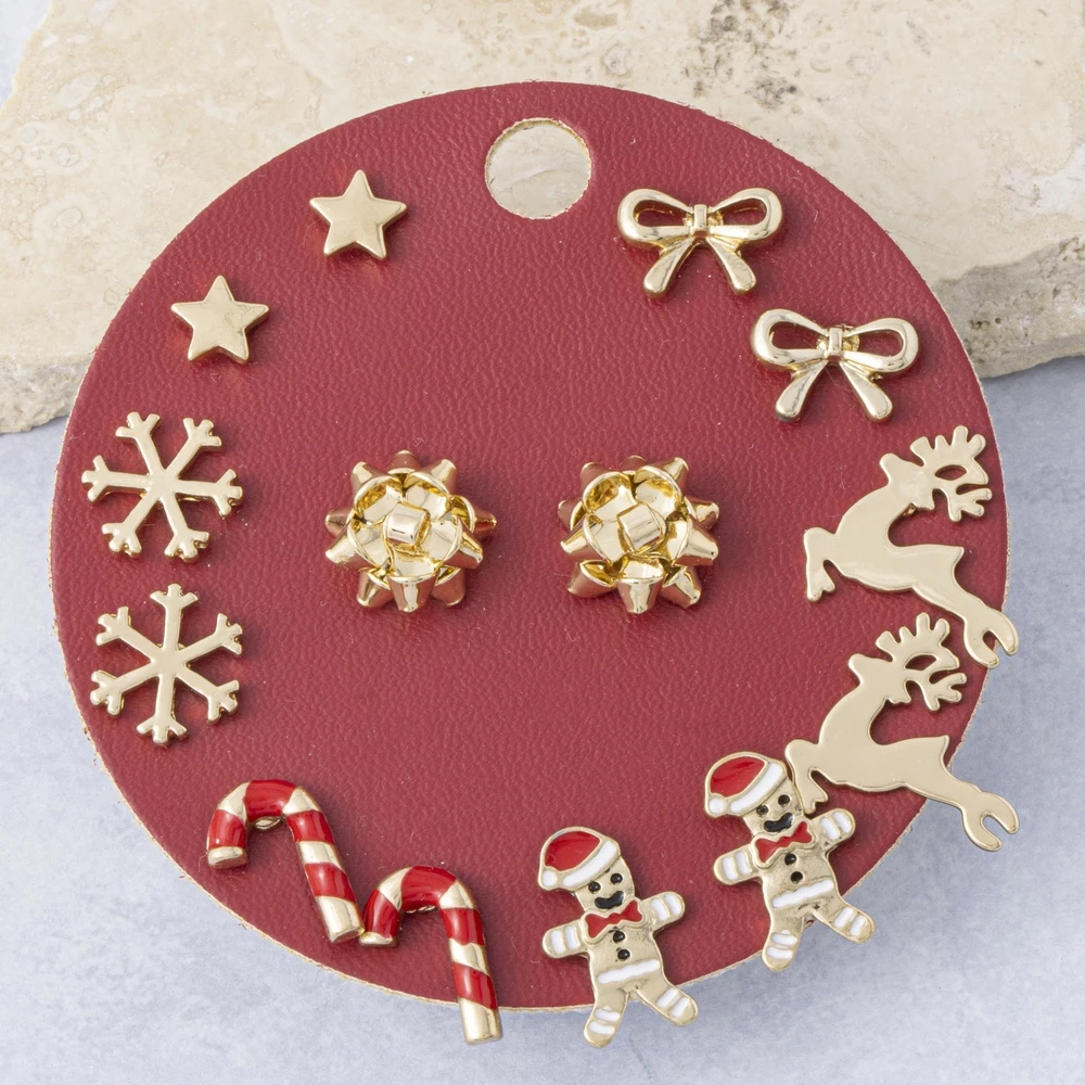 Gift Bow Christmas Stud Earrings Set