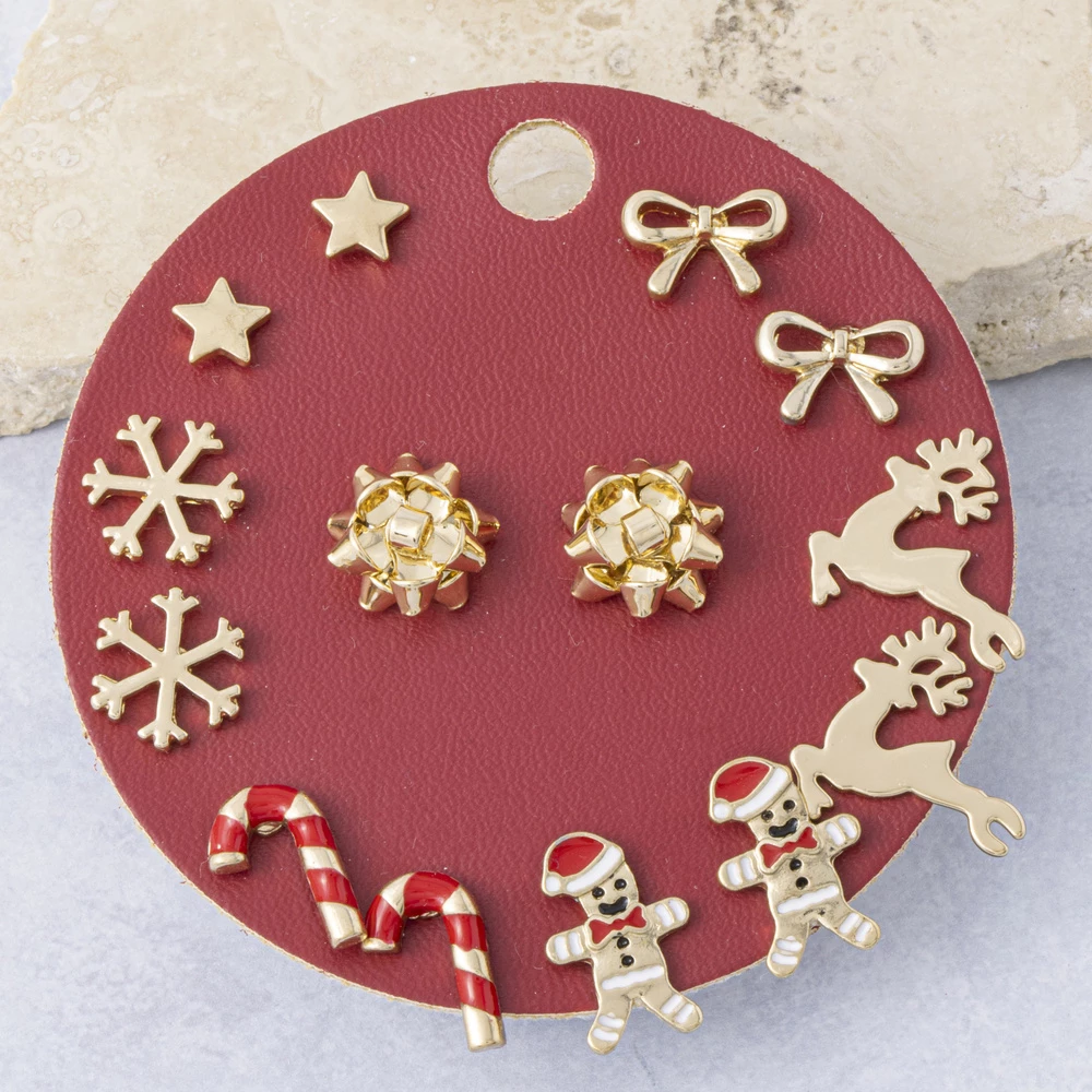 Gift Bow Christmas Stud Earrings Set