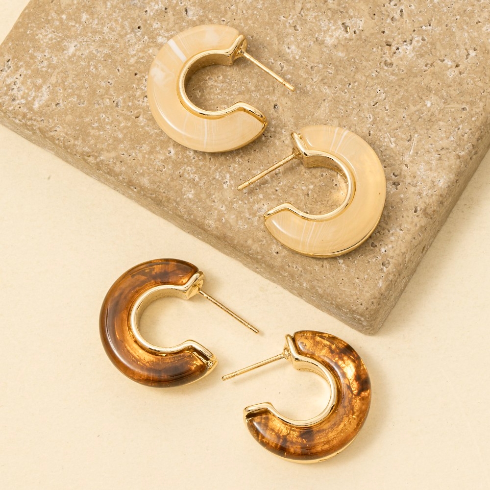 Round Resin Hoop Earrings