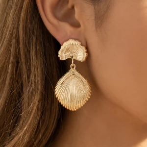 Double Scallop Shell Drop Earrings