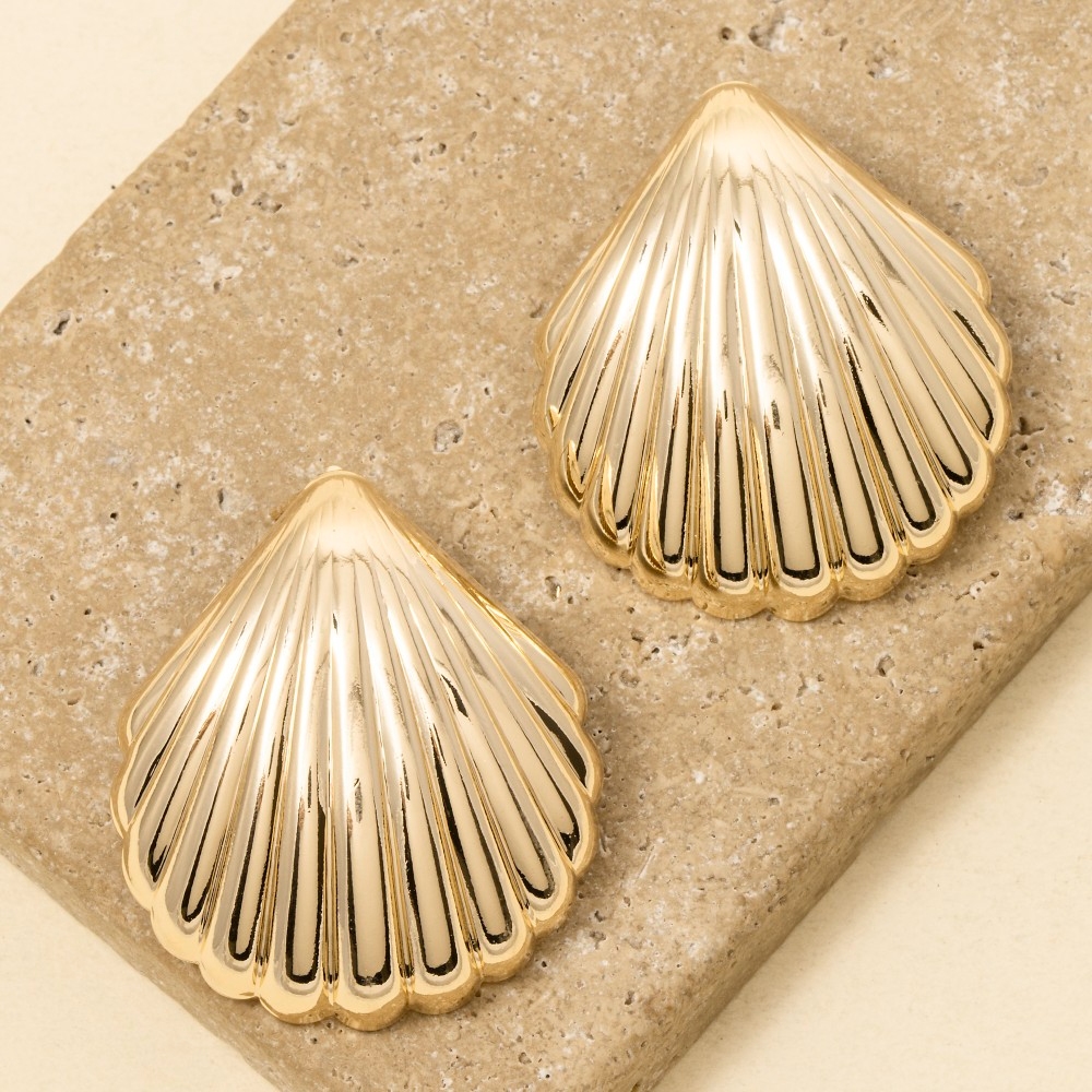 Metallic Seashell Stud Earrings