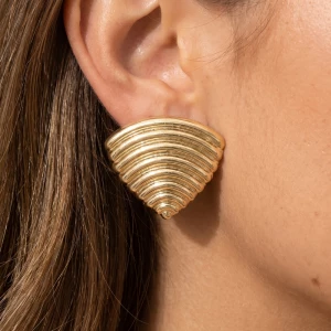 Ribbed Fan Stud Earrings