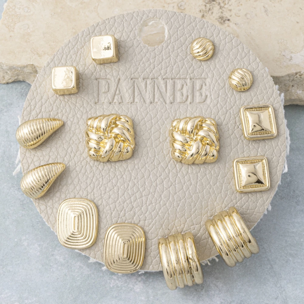 Woven Knot Textured Stud Earrings Set