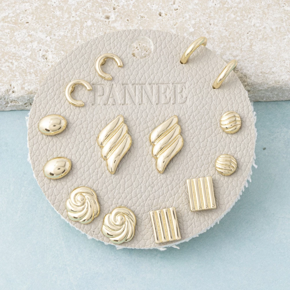 Croissant Swirl Bold Stud Earrings Set