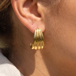 Chunky Ribbed Dome Statement Stud Earrings