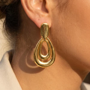 Concentric Double Teardrop Open Drop Earrings