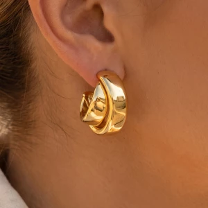 Chunky Wide Dome Huggie Hoop Earrings