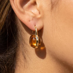 Tortoise Oval Cabochon Drop Earrings
