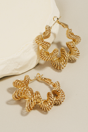Coiled Metallic Spiral Hoop Earrings
