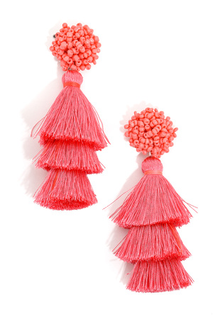 Triple Tassel Pompom Earrings
