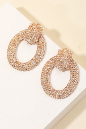 Pave Oval Cutout Post Earrings