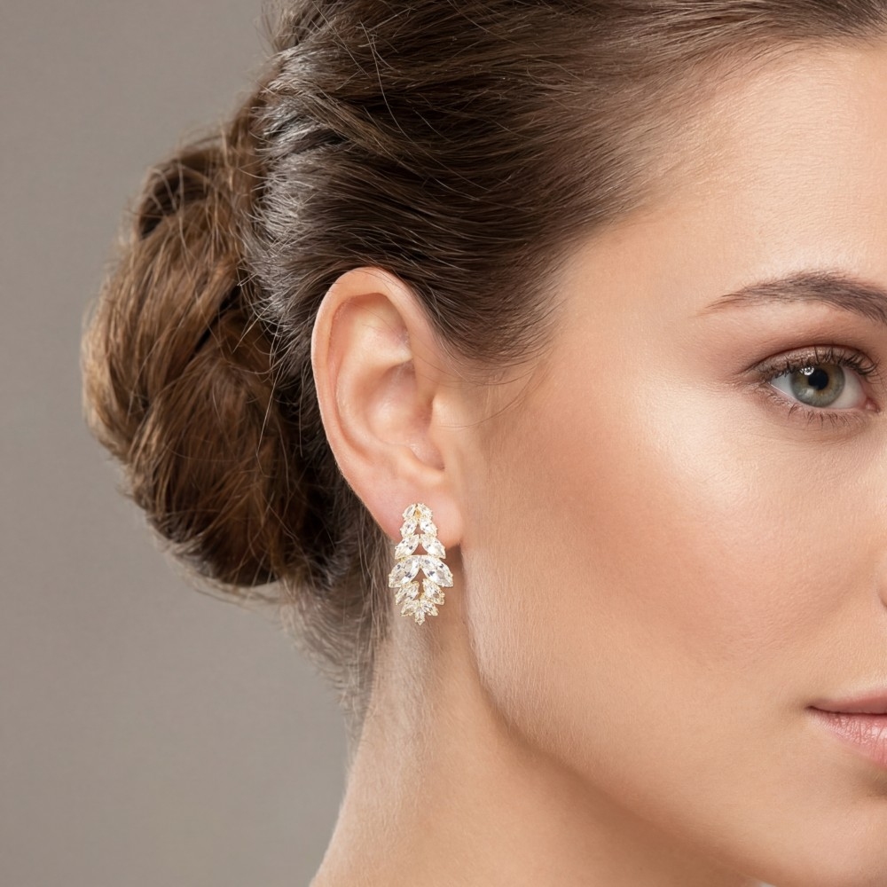 Faceted Glass Oval Gems Drop Earrings