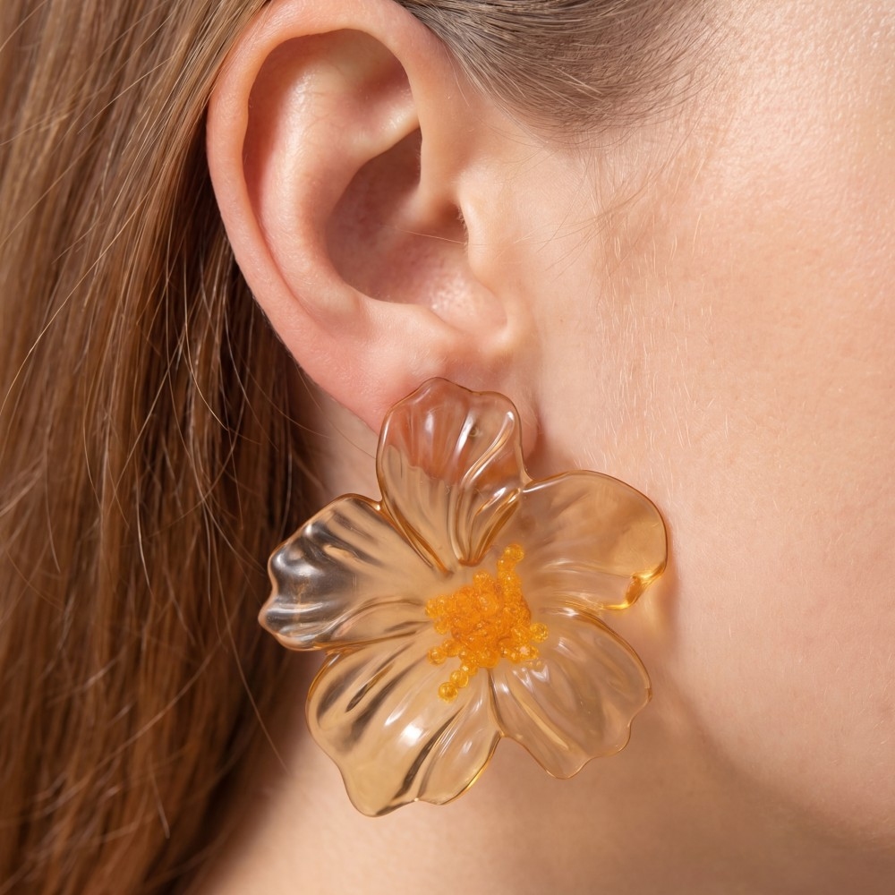 Large Resin Flower Stud Earrings