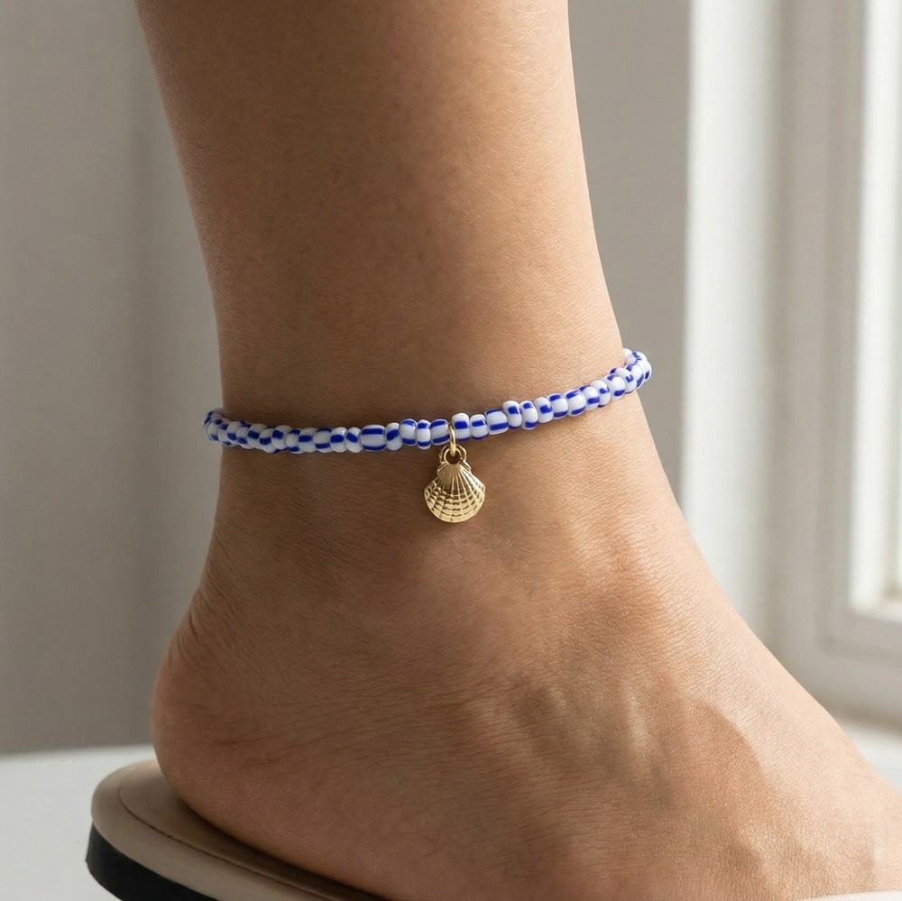 Sea Shell Charm Beaded Anklet