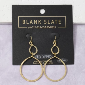 Gold Dipped Hammered Infinity Twist Drop Earrings