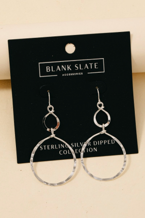 Gold Dipped Hammered Double Hoop Dangle Earrings