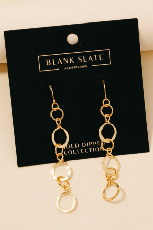 Gold Dipped Hammered Chain Dangle Earrings