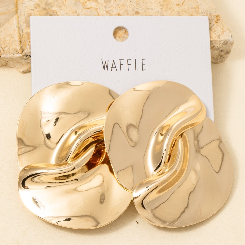 Large Metallic Abstract Round Statement Earrings