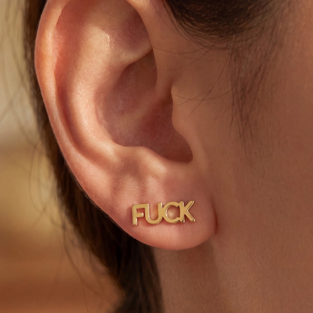 Gold Dipped Fuck Print Earrings