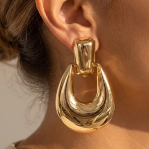 Chunky Puffed Teardrop Doorknocker Earrings