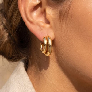 Double Tube Chunky Open Hoop Earrings