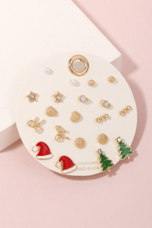 Assorted Christmas Theme Stud Earrings Set