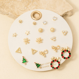 Christmas Holiday Theme Assorted Stud Earrings Set