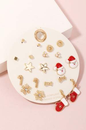 Christmas Theme Assorted Stud Earrings Set