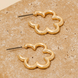 Wavy Wire Flower Hoop Earrings
