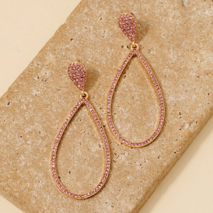 Pave Double Teardrop Dangle Earrings