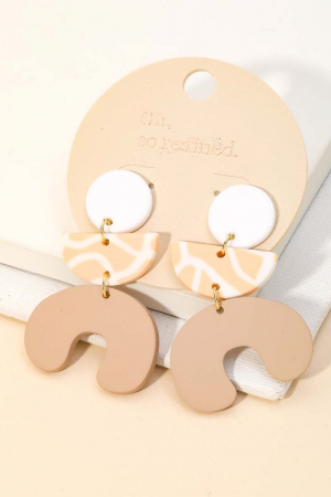 Polymer Clay Geo Shape Tiered Drop Earrings