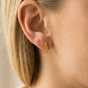Gold Dipped Dainty Mini Bar Stud Earrings