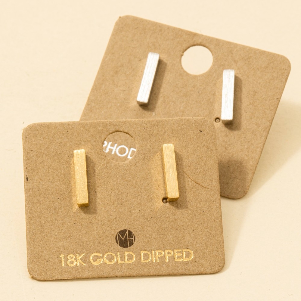 Gold Dipped Dainty Mini Bar Stud Earrings