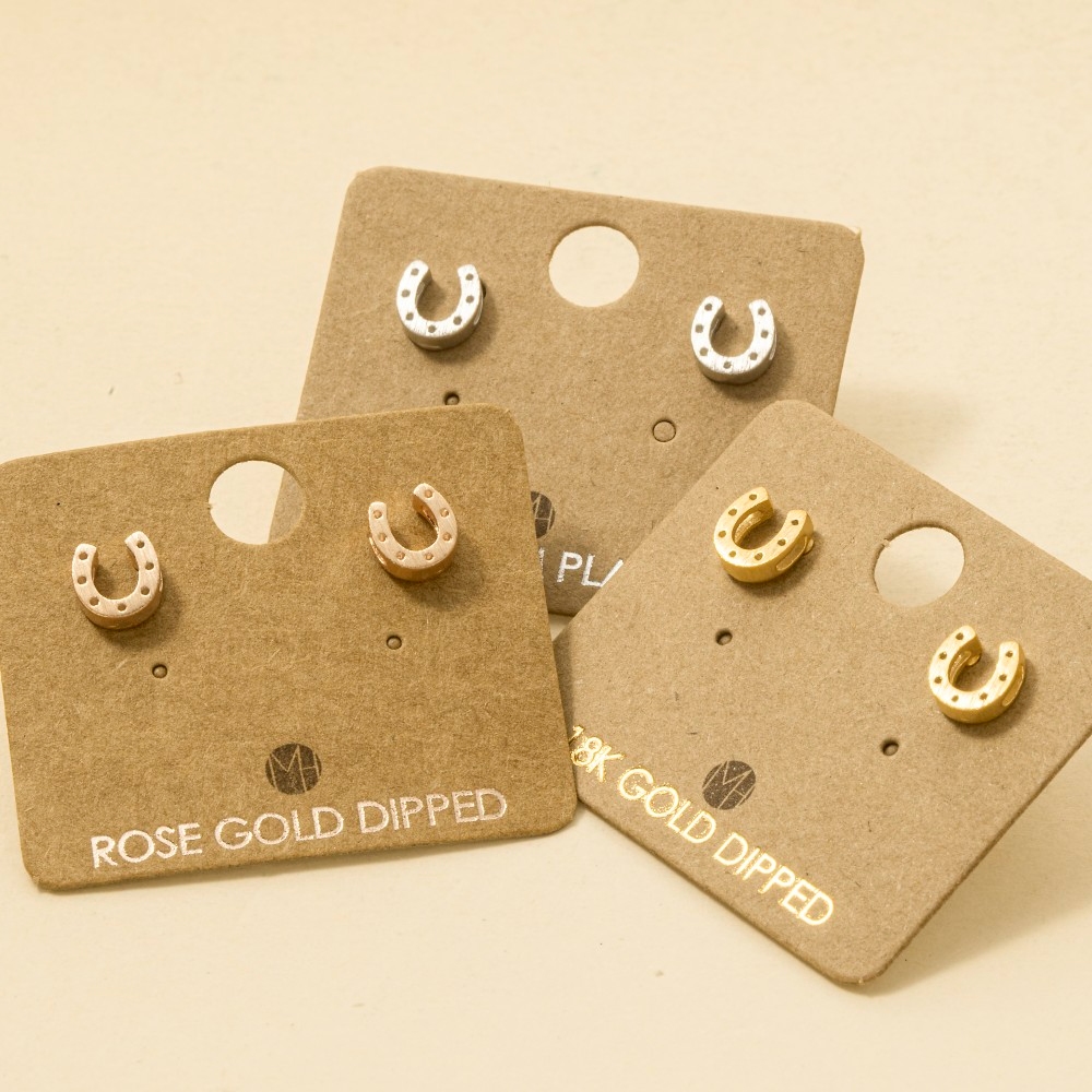 Gold Dipped Mini Horseshoe Post Stud Earrings