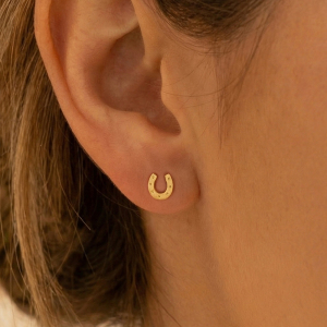 Gold Dipped Mini Horseshoe Post Stud Earrings
