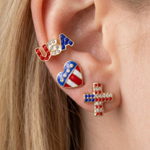 Enamel And Cz Patriotic Stud Earring Pack