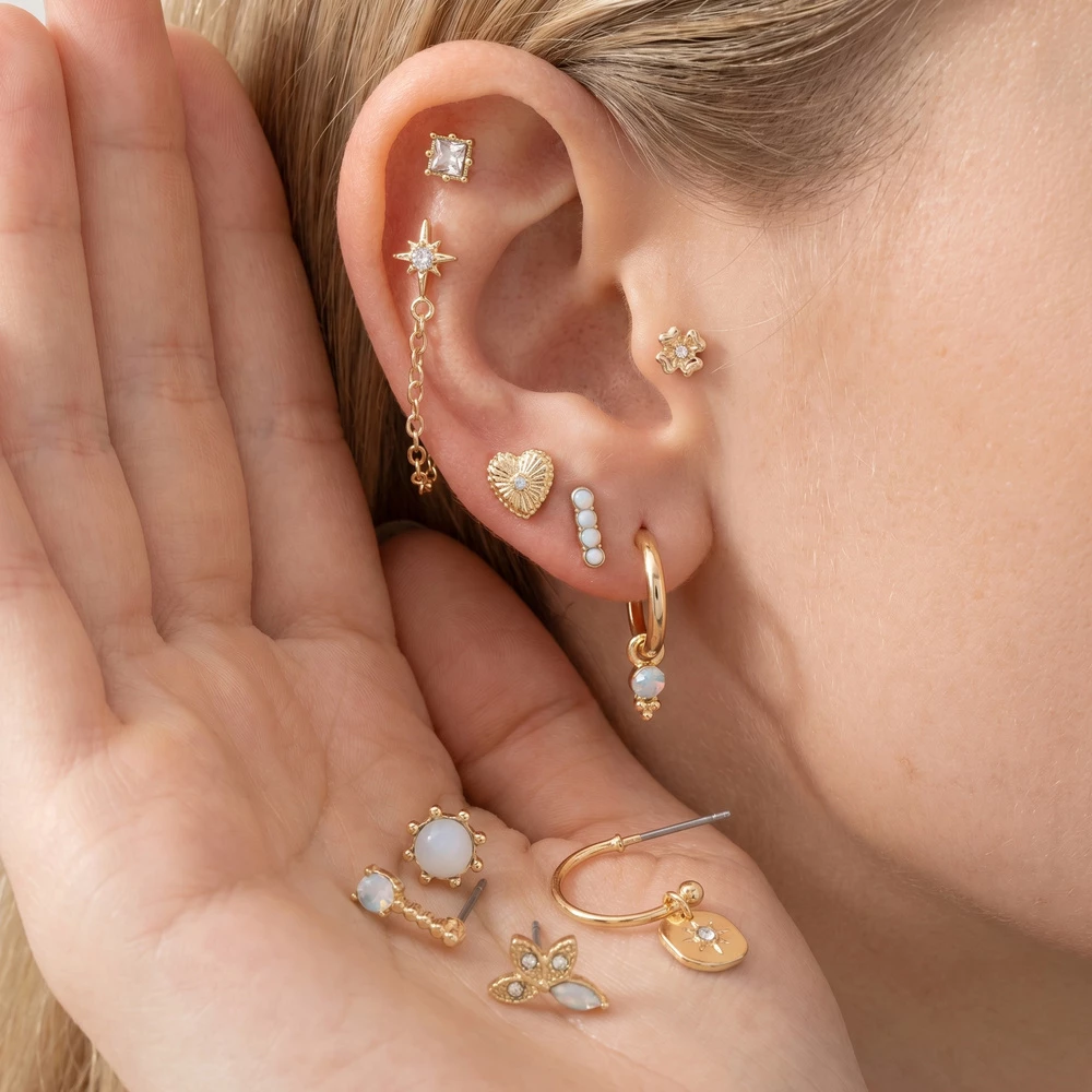 Assorted Stud Huggie And Drop Earring Set